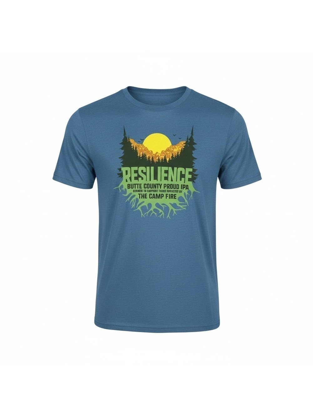 Sierra Nevada Resilience Camp Fire Blue Graphic T-Shirt Butte County California